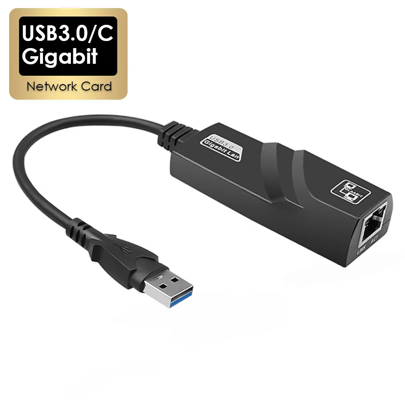 Kabelgebundener USB 3.0/Typ C auf RJ45 Gigabit LAN 1000/100 Mbit/s Ethernet-Konverter-Adapter, Netzwerkkarte für PC, MacBook, Windows, Laptops Image