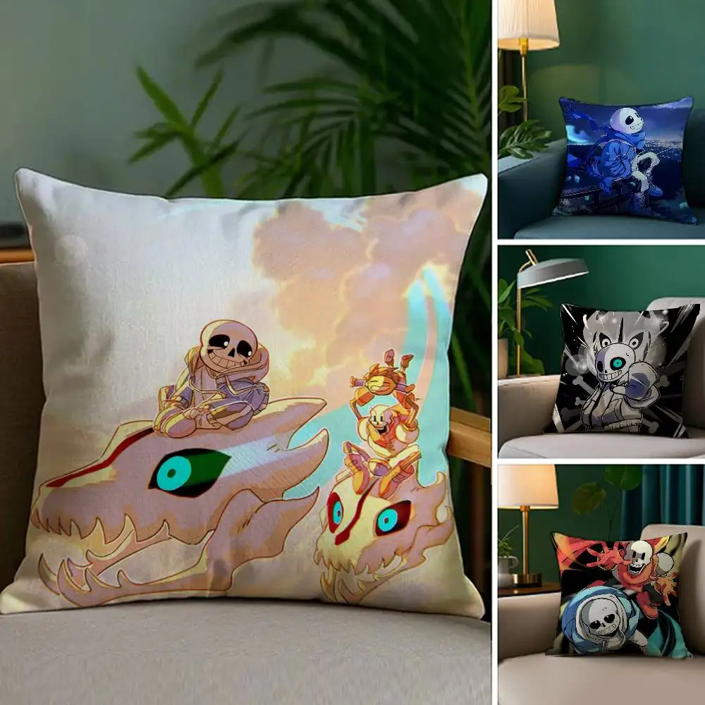 Game U-Undertale Kissenbezug, Plüschstoff, weich, doppelseitig bedruckt, Sofa-Kissenbezug, Dekokissenbezüge