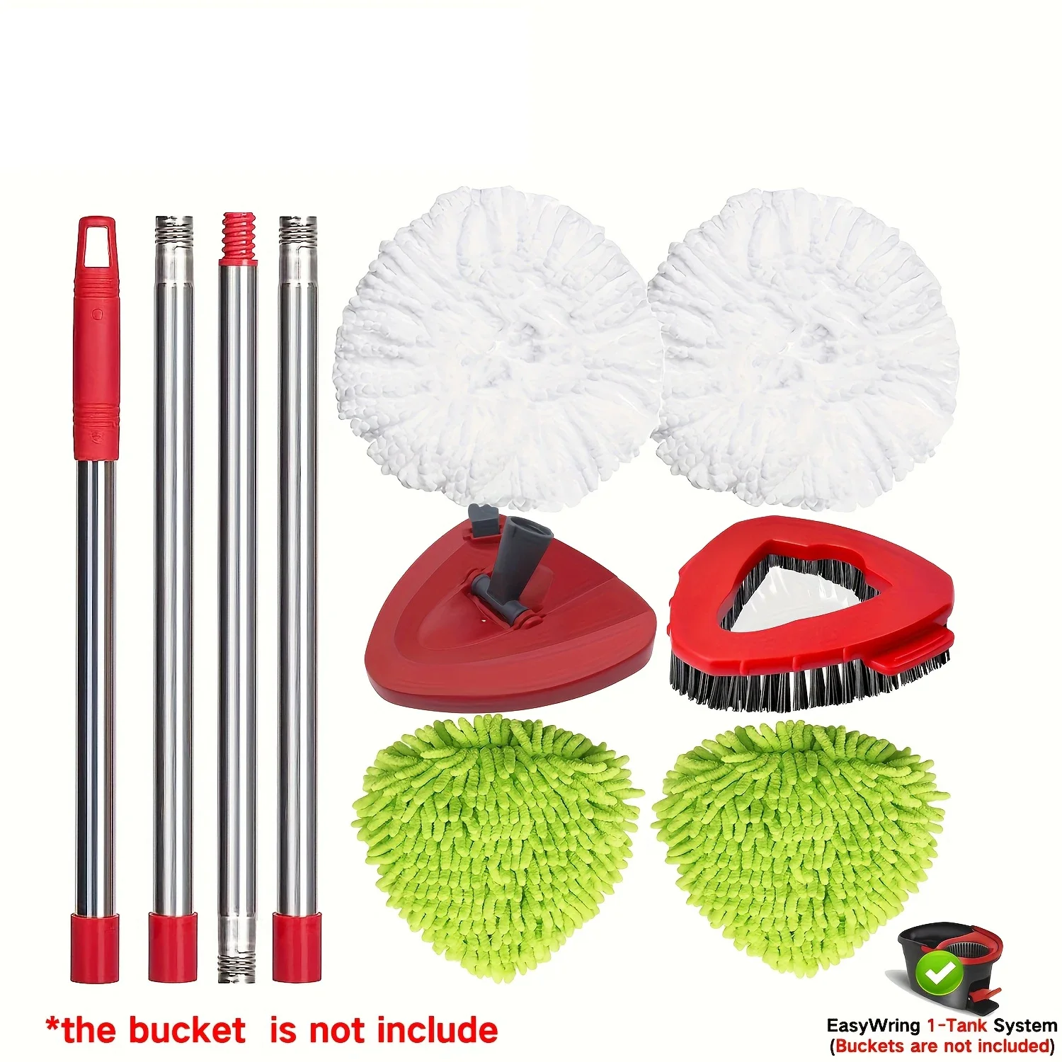 Spin Mop-Ersatzkopf für EasyWring 1-Tank, verbesserter Ersatzkopf für Scheuerbürsten, kompatibel mit Vileda/O-Ceda Image