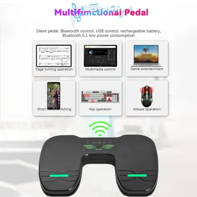 Wireless Page Turner Pedal Portable Music Page Turner for Tablets Smartphones BT Foot Page Turner Rechargeable & Anti-Skid Pad