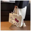 Kawaii Hello Kitty Umhängetasche für Mädchen Y2K Hello Kitty Canvas Einkaufstasche Tragbares Geschäftspaket Mode Große Laptoptasche Geschenke