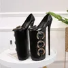 Super High Heel 30 cm runde Zehen Damen wasserdichte 12 Zoll Pumps große Schnalle Laufsteg zeigt Schuhe Party Tanz Stilettos