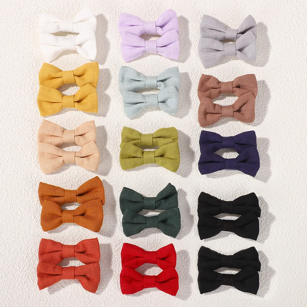 40 stücke Kinder Zufällige Farbe Bögen Haarnadeln Baumwolle Haarspange für Mädchen Schöne Bowknot Hairgripe Kleinkind Kopfbedeckungen Baby Haar Zubehör Image