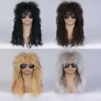 Flauschige Bettler-Perücke für Herren, langes lockiges Haar, Bühnenaufführung, Halloween-Frisur, Image