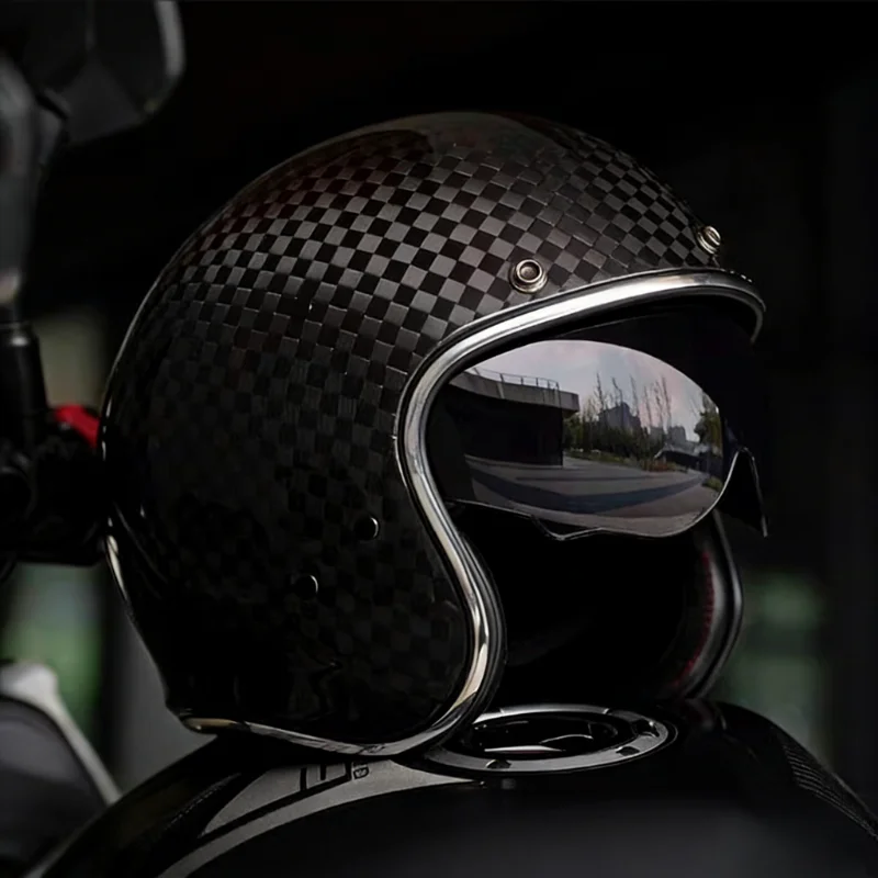 DOT-zugelassener 12K Carbonfaser-Helm mit Visier Motorradhelm Cascos Para Motos 3K 12K Jet Helme Four Seasons Image