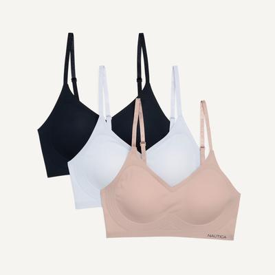 Nautica Women's Laser-Cut Lounge Bra, 3-Pack Hawaiian Ocean, M