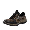 Slip-On Sneaker RIEKER, Damen, Gr. 37, schwarz (leo, schwarz), Lederimitat, Textil, animal-print, casual, Schuhe, Schlupfschuh, Leo-Sneaker, Freizeitschuh mit MemoSoft-Innensohle
