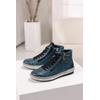 Schnürboots REMONTE, Damen, Gr. 44, blau (petrol), Leder, Lederimitat, sportlich, Schuhe, Plateau, Schnürstiefelette, Boots in Crash-Optik