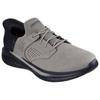 Slip-On Sneaker SKECHERS "SLADE", Herren, Gr. 47,5, grau, Leder, Textil, Synthetik, casual, Schuhe, Komfortschuh mit komfortablem Heel Pillow™ Fersenkissen