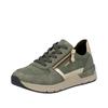 Sneaker RIEKER, Damen, Gr. 37, grün (oliv, goldfarben), Lederimitat, Textil, unifarben mit Farbeinsatz, sportlich, Schuhe, Freizeitschuh, Schnürschuh, Halbschuh mit modischen Akzenten