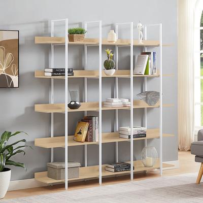 5 Tier Bookcase Home Office Open Bookshelf, Vintage Industrial Style Shelf, MDF Board,Metal Frame
