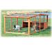 Natura Peaked Roof Outdoor Rabbit Run with Shelter, 31" L X 94.5" W X 45.5" H, 91.5 IN, Natural Wood