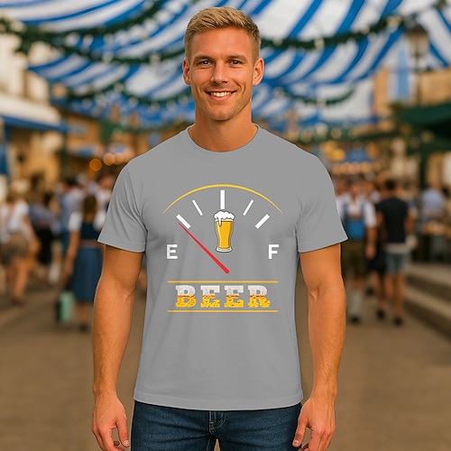 T-Shirt Lederhosen T-Shirt Match Bayerisch München Deutsch Lustig alpin T-Shirt Ärmel Grafik für Herren Erwachsene Heißprägen für Karneval Oktoberfestbier Party Image