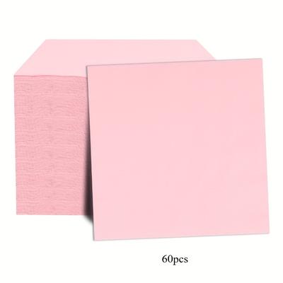 TEMU 60pcs/set Napkins, 2-layer Thick Rouge Paper Towels, Spreadable 33cm*33cm, Suitable For: Wedding Tea Party Birthday Decorative Tissues, Party Supplies, Holiday Decoration, Festive Accessories Image