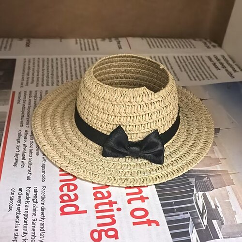 Mini Strohhüte für 17cm Vinyl Puppe Natürlicher Miniatur Strohhut Puppe DIY Bastel Puppe Haus Dekoration Zubehör Weihnachtsgeschenk Image