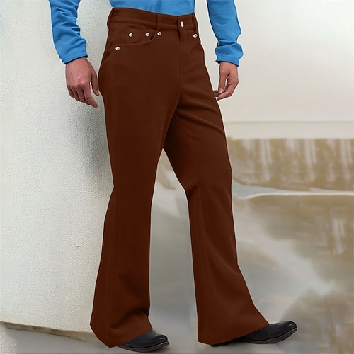 Herren Anzughose Cordhose Schlaghosen Hose Chinos Tasche Knöpfe Einfach Komfort Formell Arbeit Geschäft Mode Klassicher Stil Schwarz Weiß Mikroelastisch Image