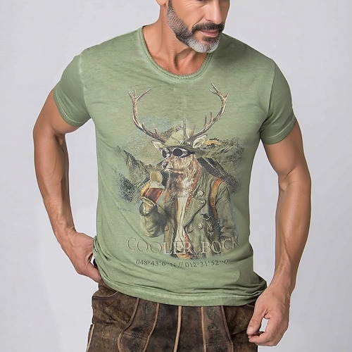 T-Shirt Lederhosen T-Shirt Match Bayerisch München Deutsch alpin Erbe T-Shirt Ärmel Grafik für Herren Erwachsene 3D-Druck für Karneval Oktoberfestbier Party Image