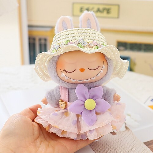 Kleidung für 17 cm Puppen, Rock-Set für Puppen, 2-teiliges Set, Hut, Rock-Outfit, Premium-Mode, süßes Kleid für 17 cm Puppen, Zubehör (keine Puppe)