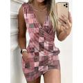 Damen Minikleid Etui-Kleid Wickelkleid Sommerkleid Lässig Täglich Normale Passform Grafik Geometrisch Abstrakt Ärmellos Rundhalsausschnitt Rote Blau Purpur Grün Sommer