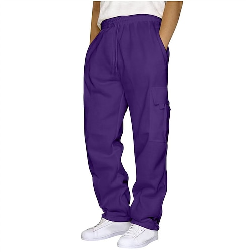 Herren Jogginghose Sporthose Hose Kordelzug Tasche Elastischer Bund Einfach Komfort Täglich Sport im Freien Mode Lässig Hellkaki Schwarz Mikroelastisch Image