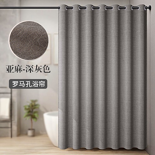 Stoff-Duschvorhang Leinenterkstrukturierte Schwerlastdick-Duschvorhänge für das Badezimmer Wasserdichter dekorativer Badvorhang Waschenbarer schwerer Saum-Duschvorhang Image