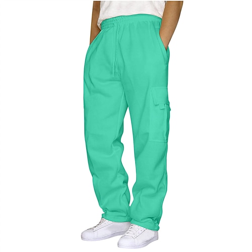 Herren Sporthose Jogginghose Hose Tasche Kordelzug Elastischer Bund Einfach Komfort Sport im Freien Täglich Mode Lässig Hellkaki Schwarz Mikroelastisch Image