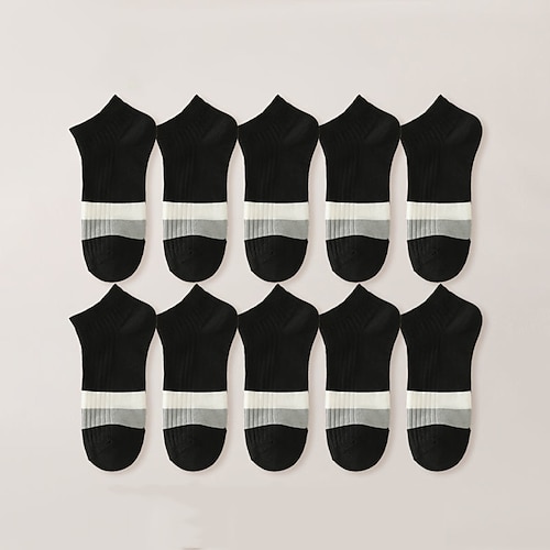 Herren 10 Paare Mehrfachpackungen Socken Crew-Socken Laufsocken Freizeitsocken Schwarz Weiß Farbe Farbblock Urlaub Sport Outdoor Täglich Basic Mittel Frühling Herbst Mode Lässig Image