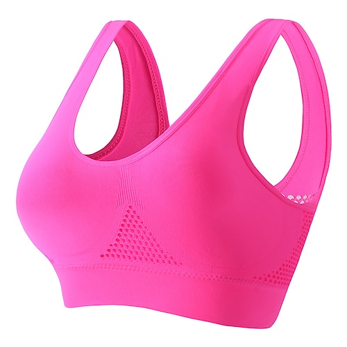 Damen Yoga-BH Sport-BH Pilates-BH BH-Top Push-Up Hosen nahtlos Antivibration Ungepolstert Bürgellos Einfarbig Sport Sportkleidung Hellblau Dunkelviolett Fitnessstudio Zumba Laufen Image