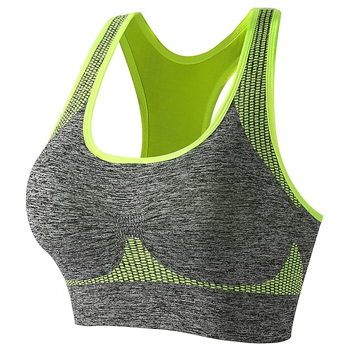 Damen Yoga-BH Sport-BH Pilates-BH BH-Top Push-Up Hosen nahtlos Antivibration Bürgellos Farbblock Sport Sportkleidung Meerblau Gelb Fitnessstudio Zumba Laufen Image