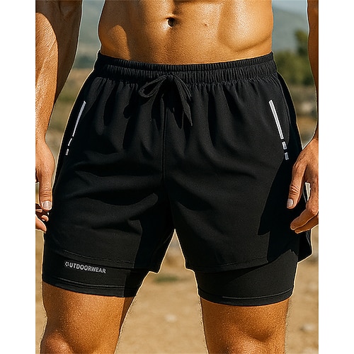 Herren Laufhose Lang Kurz Elastischer Bund Shorts Lässig Sport Outdoor Sommer Schnelltrocknend Leicht Elastisch Atmungsaktiv Tennis Golfspiel Laufen Normale Passform Sportbekleidung Sportkleidung Image