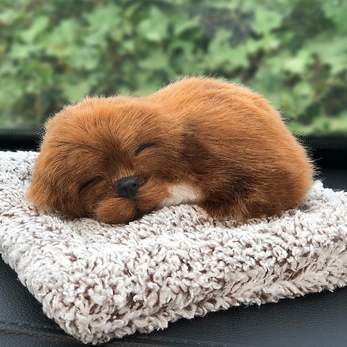 Simulation Welpen Plüschspielzeug Niedliches Tierpüppchen Süßer schlafender Hund Stofftier Hund Zimmer Auto Dekoration Geburtstag für Kinder Kleinkinder Baby Weihnachtsgeschenk Image
