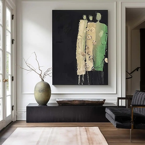 handgefertigtes Ölgemälde auf Leinwand, Wandkunst, Dekoration, abstrakte Figuren für die Inneneinrichtung, gespannter Rahmen, hängendes Gemälde/gerolltes rahmenloses, ungedehntes Gemälde Image