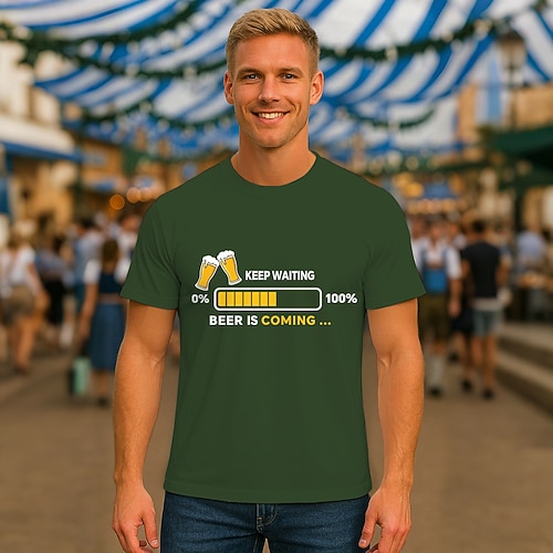 T-Shirt Lederhosen T-Shirt Match Bayerisch München Deutsch Lustig alpin T-Shirt Ärmel Grafik für Herren Erwachsene Heißprägen für Karneval Oktoberfestbier Party Image