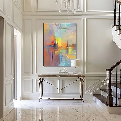 3-teiliges abstraktes Ölgemälde-Set, handgefertigte moderne Wohndekoration, einzigartige Leinwandkunst mit Palettenmessertechnik, Wandkunst für Wohnzimmer oder Schlafzimmer Image