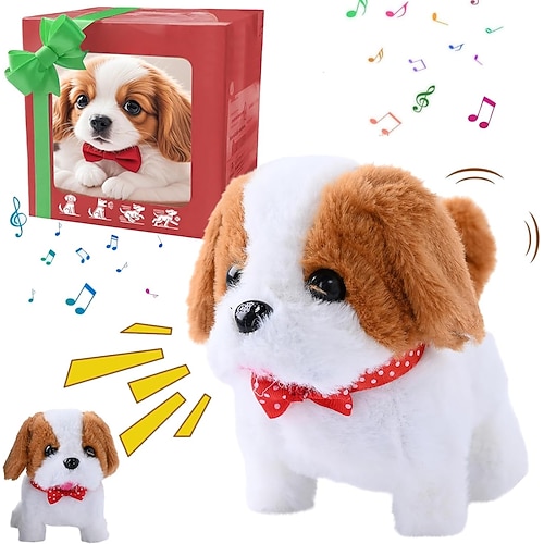 Roboterhund Mein realistischer Roboterwelpe Interaktives Welpen-Spielzeug das geht bellt den Schwanz wedelt Plüschhaustier für Kinder und Erwachsene Realistisches Roboterhundespielzeug Geschenk das