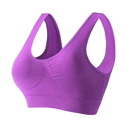 Damen Yoga-BH Pilates-BH Sport-BH BH-Top Push-Up Hosen nahtlos Antivibration Bürgellos Einfarbig Sport Sportkleidung Hellblau Dunkelviolett Fitnessstudio Zumba Laufen Image