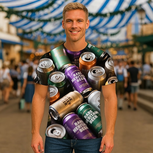 T-Shirt Lederhosen T-Shirt Match Bayerisch München Deutsch Lustig alpin T-Shirt Ärmel Grafik für Herren Erwachsene 3D-Druck für Karneval Oktoberfestbier Party Image