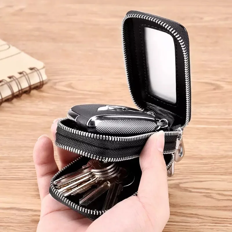 Auto Schlüsselanhänger Tasche Auto Fernbedienung Schlüssel Tasche PU Leder Schlüsselanhänger Schutz Große Kapazität Schlüssel Münze Halter Schlüsselanhänger Fall Schlüssel Tasche Tasche Image