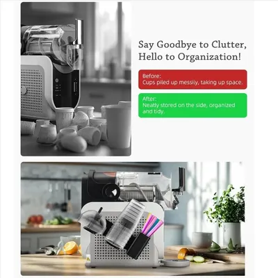 B90B-Cup Organizer For Ninja Slushie Machine FS301 & FS300 3-In-1 Side-Mounted Holder For Cups Lids & Straws Accessories