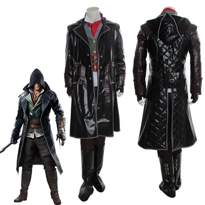 Jacob Frye Cosplay Spiel Kostüm Herren Schwarz Kampf Uniform Anzug Halloween Karneval Party Slayer Disguise Streetwear Image