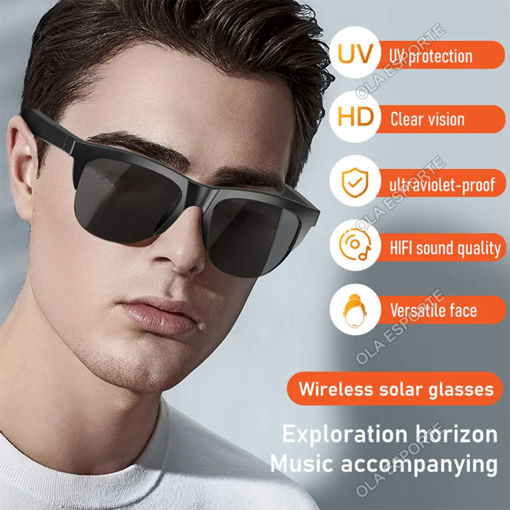 Smart Sonnenbrille Gläser Bluetooth Anruf Outdoor Sport Kopfhörer HIFI Blau Licht Wasserdicht Anti-UV Männer Frauen Kopfhörer Gläser Image