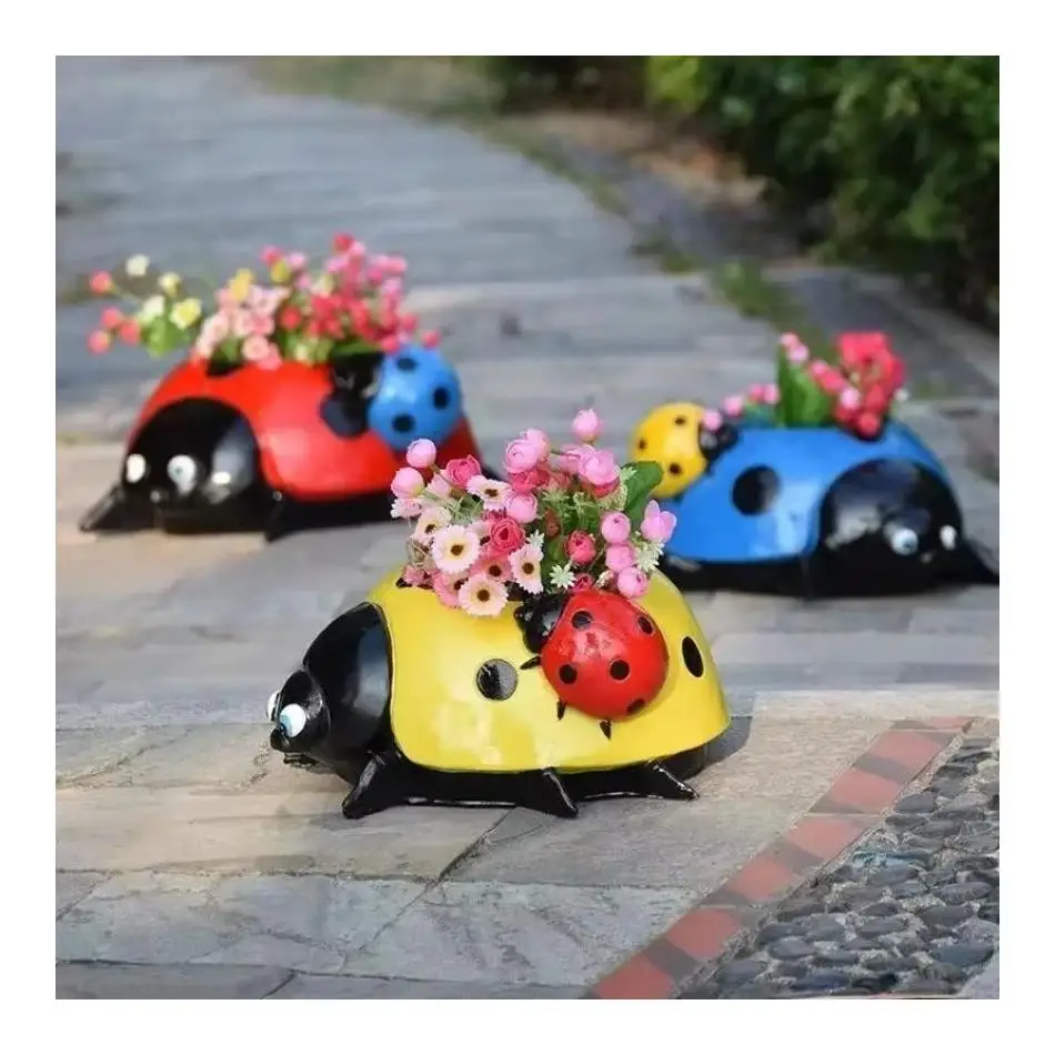 1 Stück Käfer Hof Rasen Käfer Sieben Sterne Marienkäfer Blumentopf Harz Dekor Garten Dekoration Kreative Mode Handwerk Image