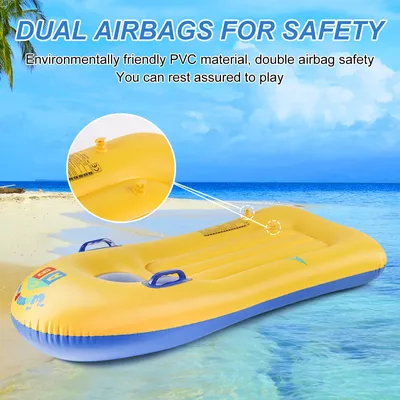 1 Piece Thickened Yellow Adult Surfboard with Safety Handle - Summer Beach Fun & Safe Surfing