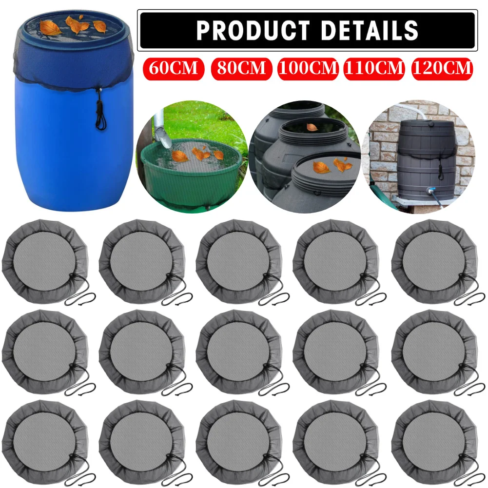 Regenfässer Bildschirm Wassereimer Abdeckungen Regenwassersammler Tank Netzabdeckung 60/80/90/100 cm Regenwassersammeleimer Netting Image
