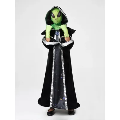 Neues grünes ET Alien Lord Kostüm Cosplay für böse Hexe Horror gruselige Maske Anzug Halloween Image