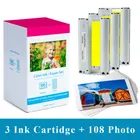 KP108 4x6" Photo Paper Ink Cartridge Canon SELPHY CP1500 CP1300 CP1200 CP900 CP800 Compact Printer Kit for KP-108IN RP-108