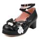 Klarmar Women Mary Jane Court Shoes Strappy Block Heels Round Toe Ankle Strap Bows Mid Heels Party Black Size 10.5 UK/48/29CM