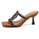 Renessmi Stiletto Heel Wide Fit Mules Slip On Women Slippers Open Square Toe Fashion Outdoor Slingback High Heel Footwear Black Size 4.5 UK-38 CN