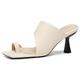 Renessmi Stiletto Heel Wide Fit Mules Slip On Women Slippers Open Square Toe Fashion Outdoor Slingback High Heel Footwear Beige Size 3 UK-36 CN