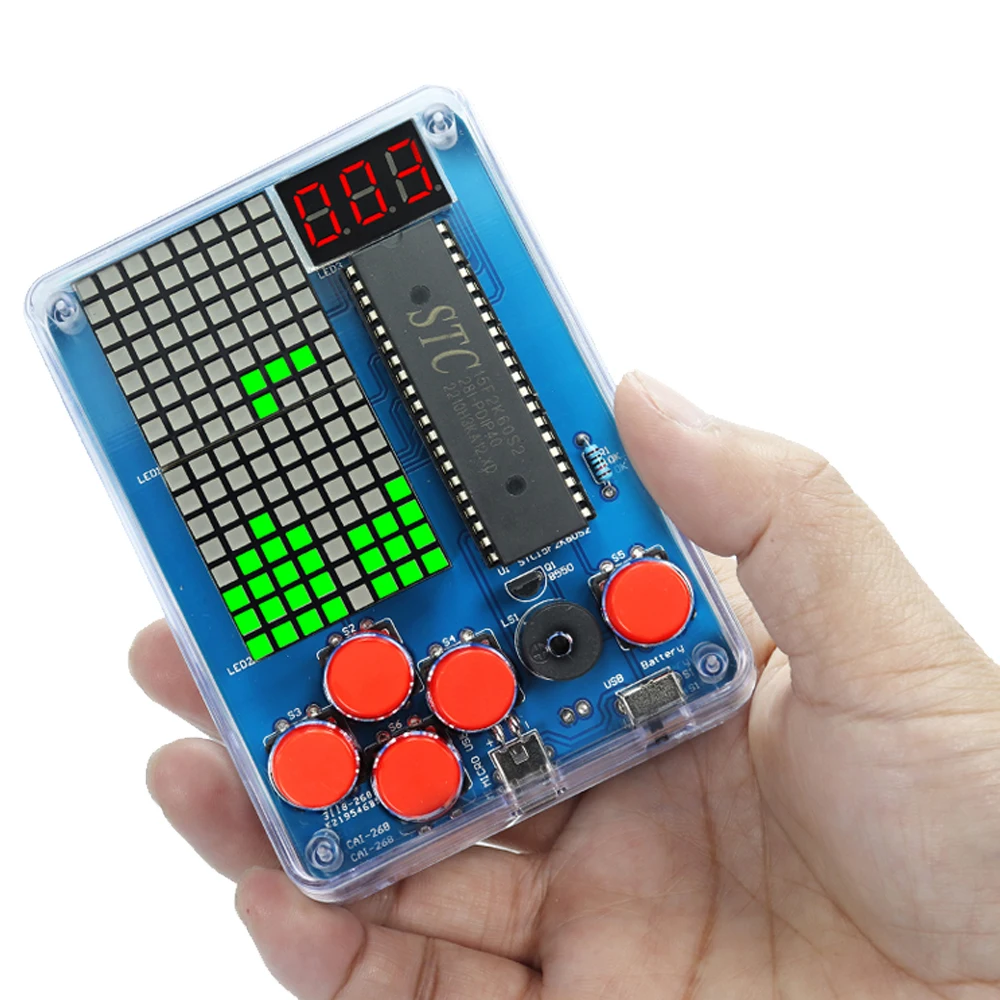 DIY Kit Elektronische Pixel Spielkonsole LED Dot Matrix Digital Tube Display STC15F2K60S2 DIY Löten Kit MCU Doppelseitige PCB Image